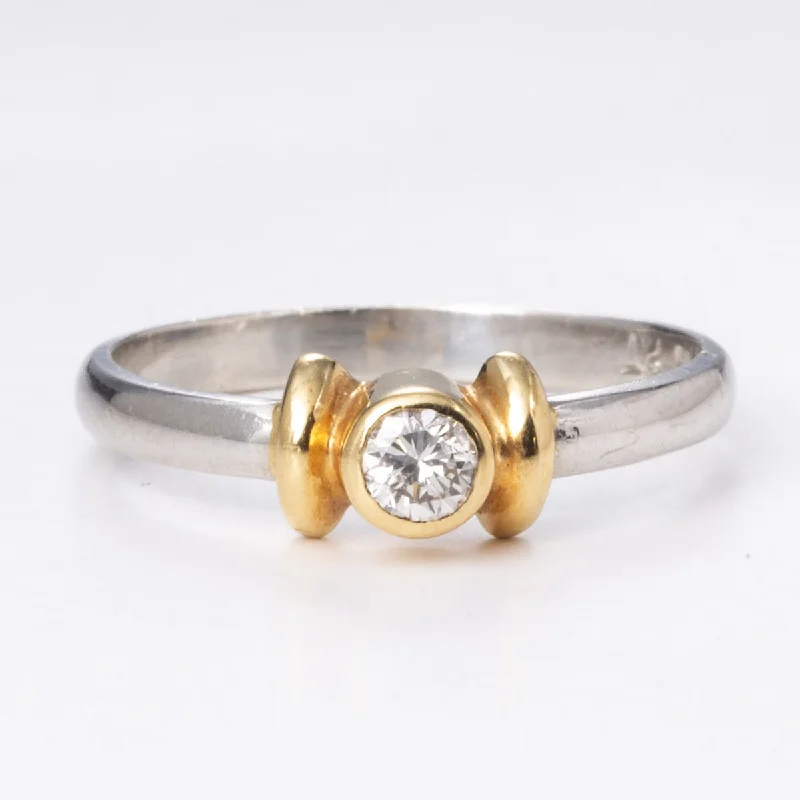 Jewelry Clearance Event – Stock Up Before It's Over Platinum and 18k Yellow Gold Bezel Set Diamond Ring | 0.15 ct | Sz 6.25