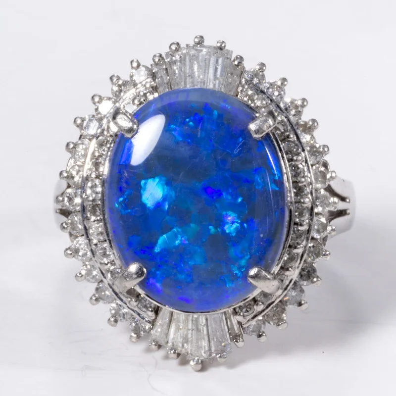Unmissable Discounts On Timeless Jewelry Pieces Platinum Opal Ring with Diamond Halo | 4.33 ct, 0.95 ctw | Sz 6.25 Unmissable Discounts On Timeless Jewelry Pieces Platinum Opal Ring with Diamond Halo | 4.33 ct, 0.95 ctw | Sz 6.25