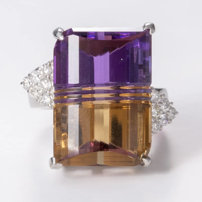 Shop Dazzling Jewelry With Special Promotional Discounts Carved Ametrine and Diamond Cocktail Platinum Ring | 27.38 ct, 0.40 ctw | Sz 6.5 Shop Dazzling Jewelry With Special Promotional Discounts Carved Ametrine and Diamond Cocktail Platinum Ring | 27.38 ct, 0.40 ctw | Sz 6.5