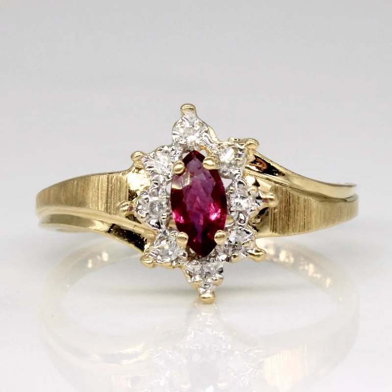 Exclusive Jewelry Offers – Sparkle For Less Ruby & Diamond Halo Set Ring | 0.18ct, 0.04ctw | SZ 6.75 |
