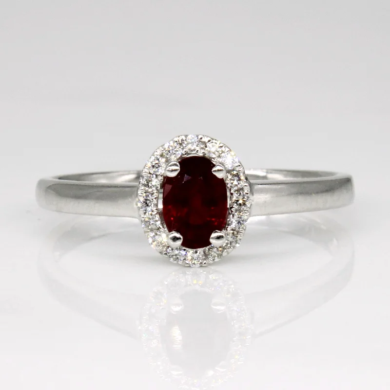Affordable Luxury Jewelry For Every Occasion Ruby & Diamond Halo Ring | 0.62ct, 0.08ctw | SZ 9.75 |