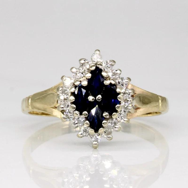 Exclusive Jewelry Sale – Sparkle For Less Sapphire & Diamond Cocktail Ring | 0.28ctw, 0.18ctw | SZ 6.75 |