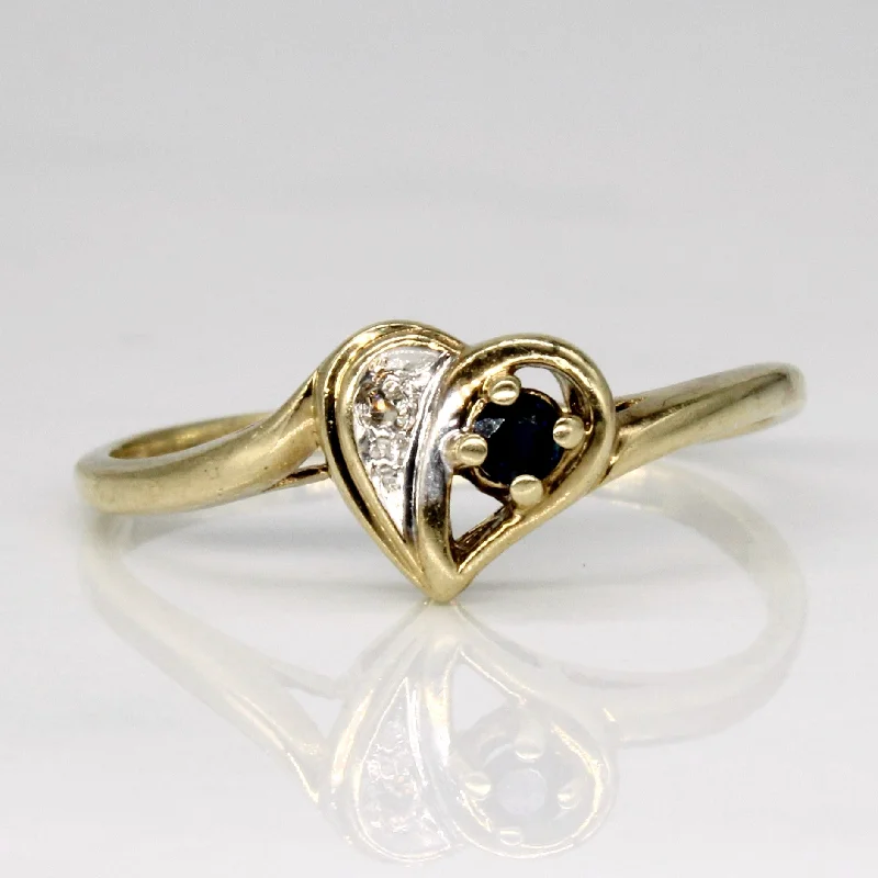 Must-Have Jewelry At Unbelievable Discounts Sapphire & Diamond Heart Ring | 0.06ct, 0.01ct | SZ 8.25 |