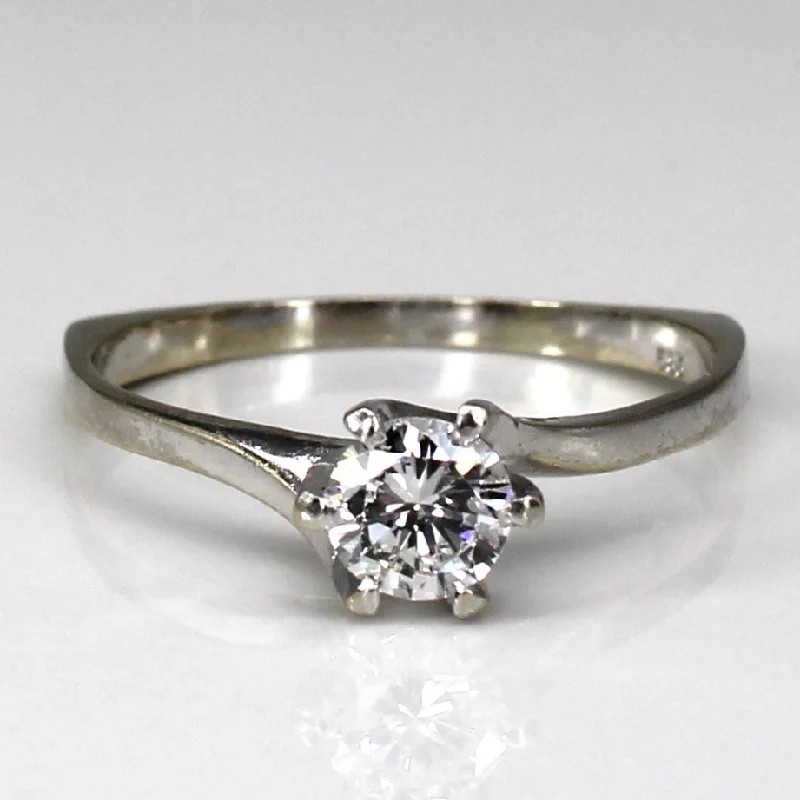 Customized Silver Jewelry For Unique Style Solitaire Diamond 14k Engagement Ring | 0.51ct VS1 F | SZ 9 |