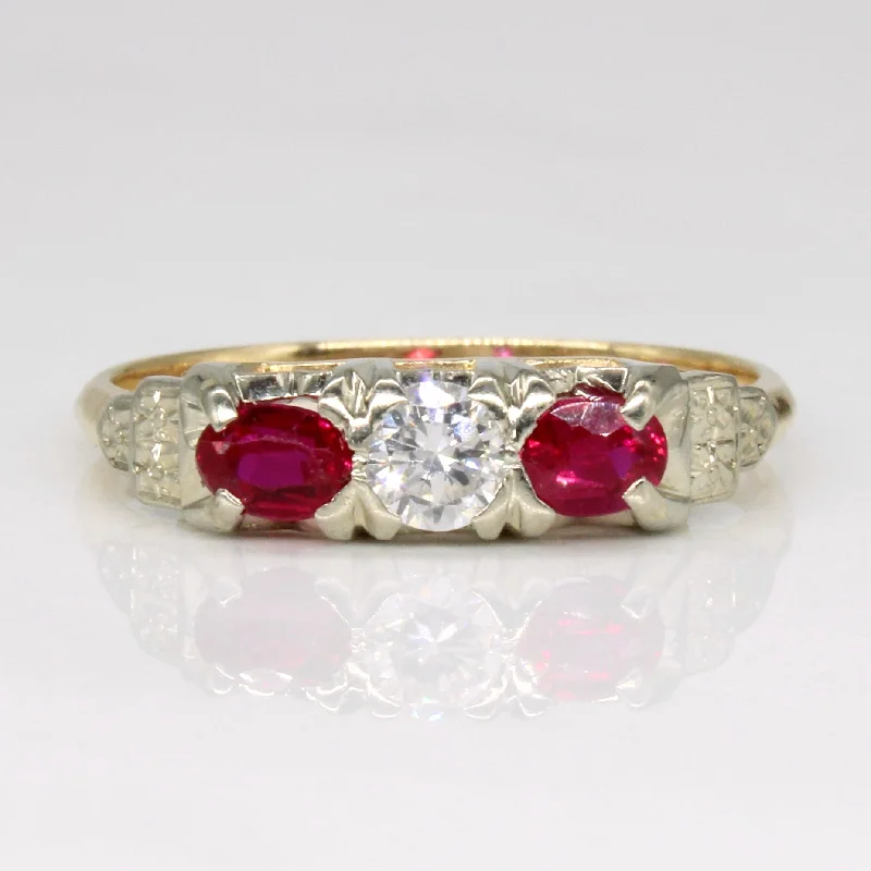 Get Ready To Sparkle – Special Jewelry Discounts Synthetic Ruby & Natural Diamond Ring | 0.40ctw, 0.22ct | SZ 7 |