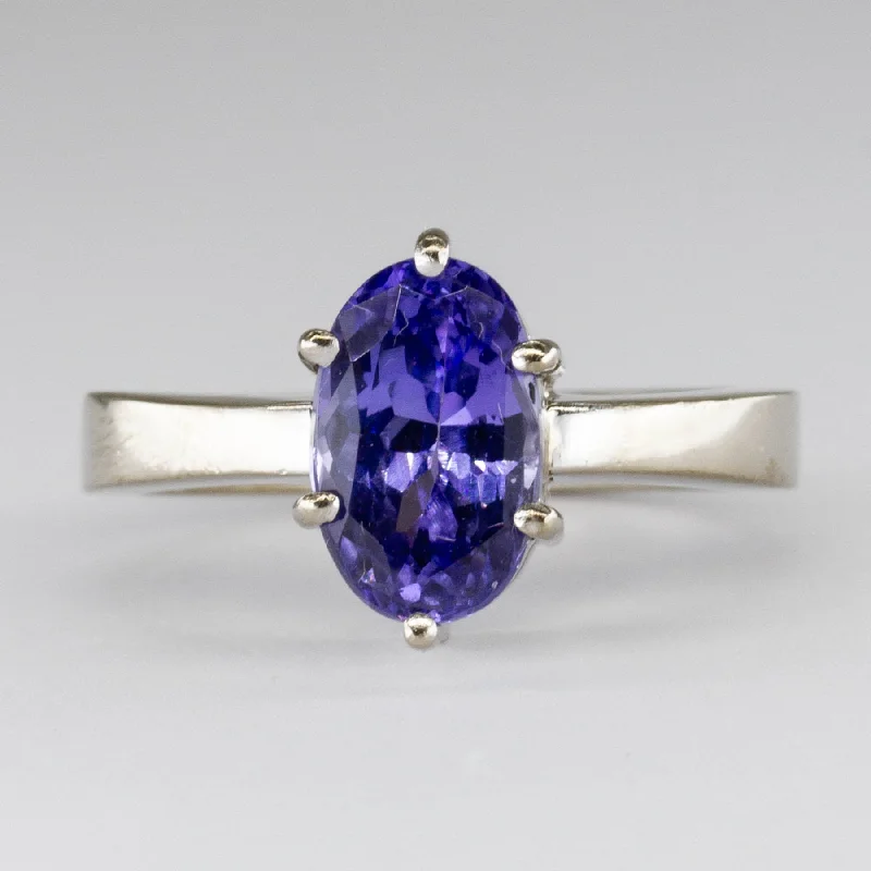 Best-Selling Jewelry Now Available At Special Deals Tanzanite Oval Solitaire 18k Ring | 2.10ctw | SZ 6.25 |