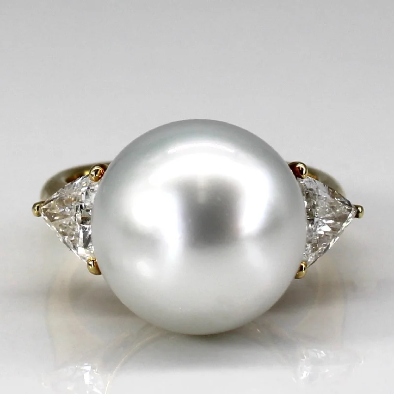 Affordable Gold-Plated Jewelry For Modern Fashion Diamond & Pearl 18k Ring | 0.94ctw | SZ 6 |