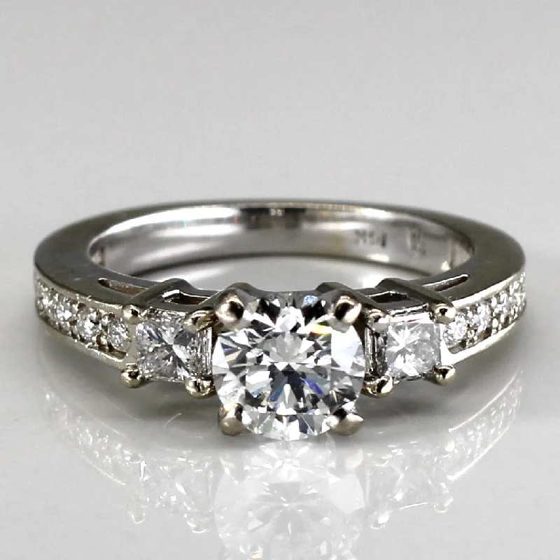 Flash Sale On Stunning Jewelry – Limited Stock Available Three Stone Diamond with Accents Engagement Ring | 1.16ctw VVS2 F | SZ 4.5 |