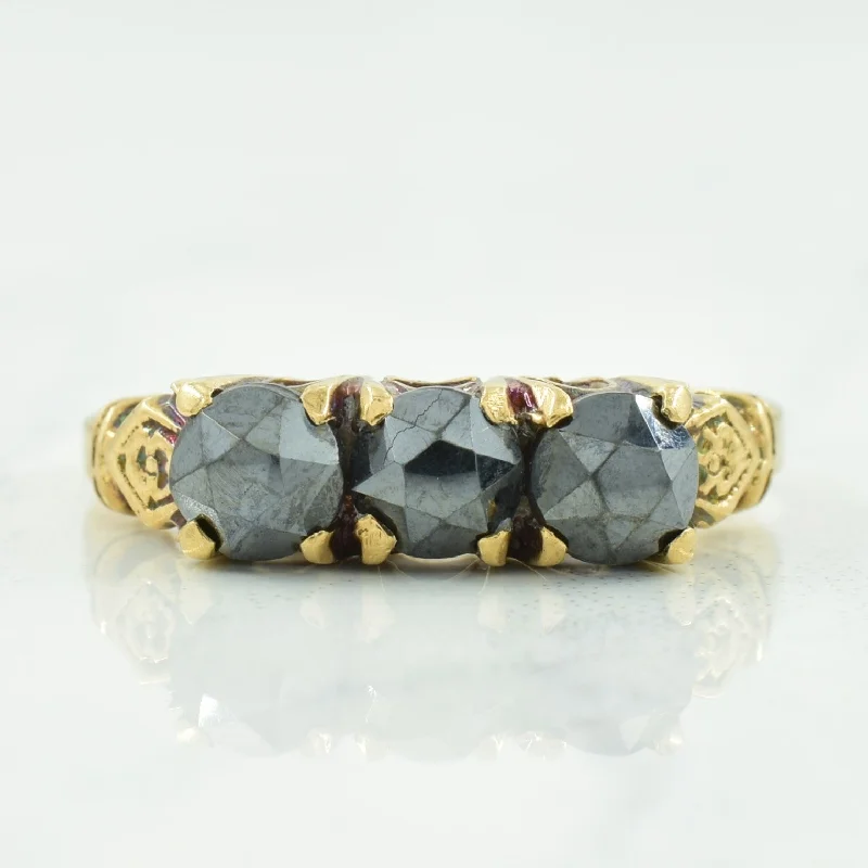 Jewelry Clearance Event – Stock Up Before It's Over Three Stone Hematite Ring | 1.32ctw | SZ 4.5 |