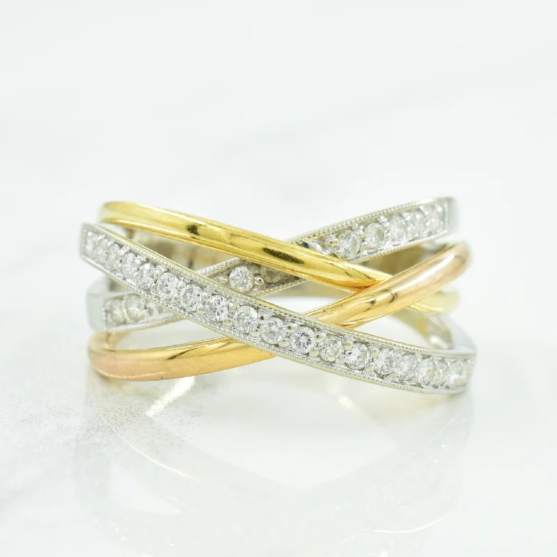 The Ultimate Jewelry Sale – Shop Premium Styles Tri Tone Gold Diamond Ring | 0.28ctw | SZ 8 |