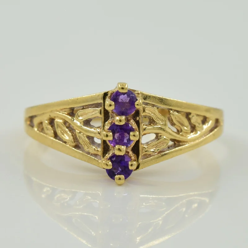 Don't Miss These Dazzling Jewelry Discounts Vertical Three Stone Amethyst Ring | 0.12ctw | SZ 5.5 |