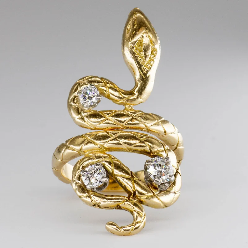 Special Deals On Handcrafted And Designer Jewelry Vintage Snake Ring with Diamonds | 0.71 ctw | SZ 9 |