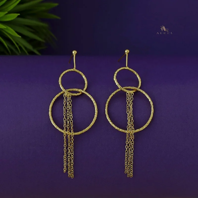 Arielle Dual Golden Hammered Circle Chain Earring