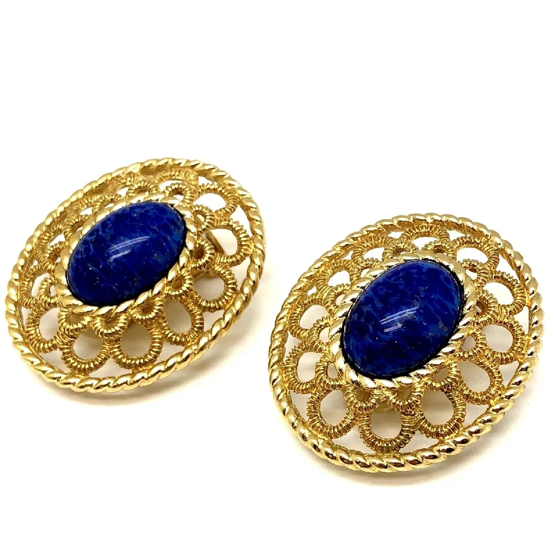 Personalized Jewelry Sale – Unique Pieces At Great Prices CHRISTIAN DIOR Earrings Lapis Lazuli Gold Blue Clip Type Women's Accessories Vintage