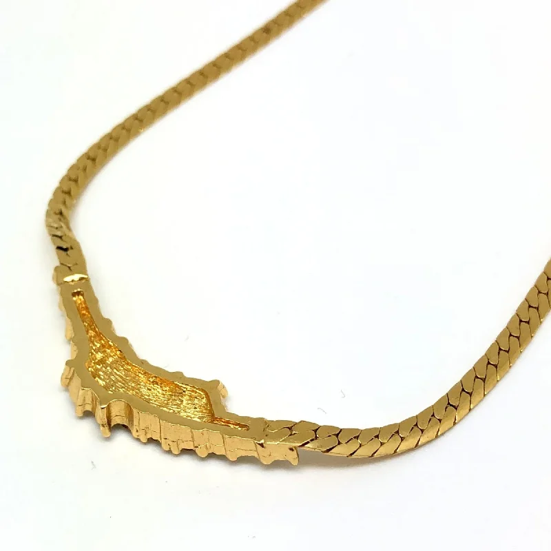 Shop Handcrafted Jewelry At Special Promotional Rates CHRISTIAN DIOR Rhinestone Gold Necklace GLD Women's Accessories Adult Elegant Formal