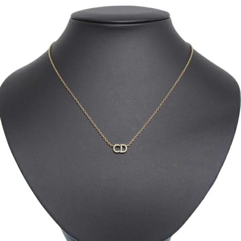 Seasonal Jewelry Clearance – Best Styles At The Lowest Prices CHRISTIAN DIOR Rhinestone Logo Necklace Gold Women's