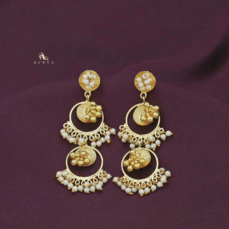 Shop High-Quality Jewelry At Jaw-Dropping Discounts Dual Circle Ghungroo Pearl Hanging Earring