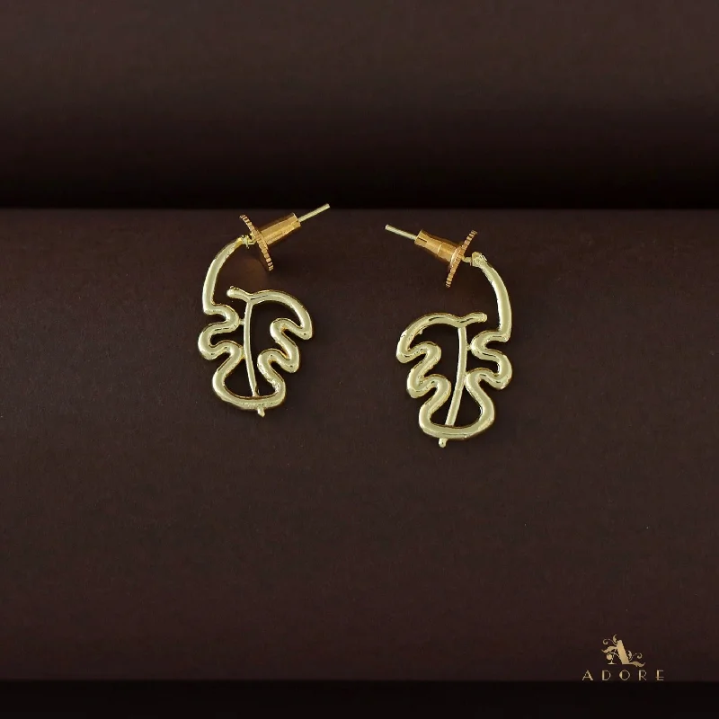 Elmy Golden Curly Leafy Earring