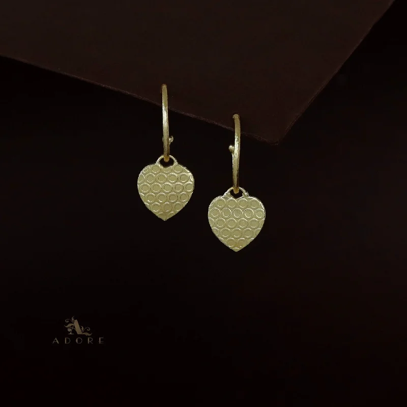 Enora Golden Textured Heart Hoop Earring