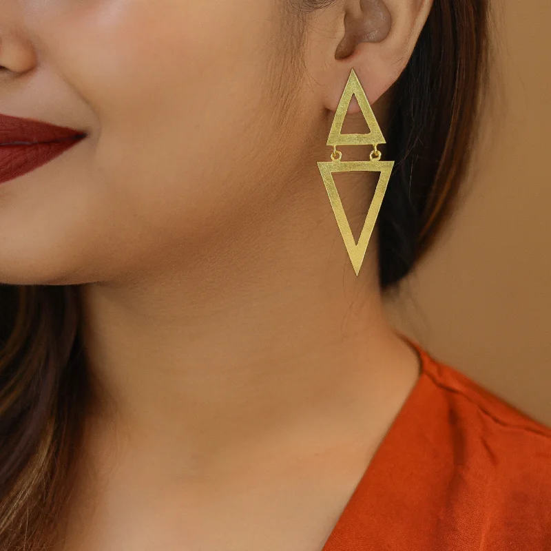 Your Dream Jewelry At Dream Prices – Shop Now Golden Dual Hanging Triangle Earring