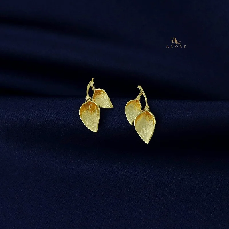 Golden Folded Leaf Earring