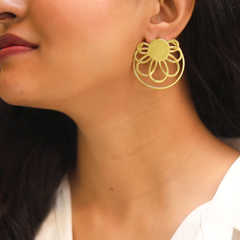 Elegant Jewelry, Affordable Luxury – Shop Now Helena Golden Half Flower Earring