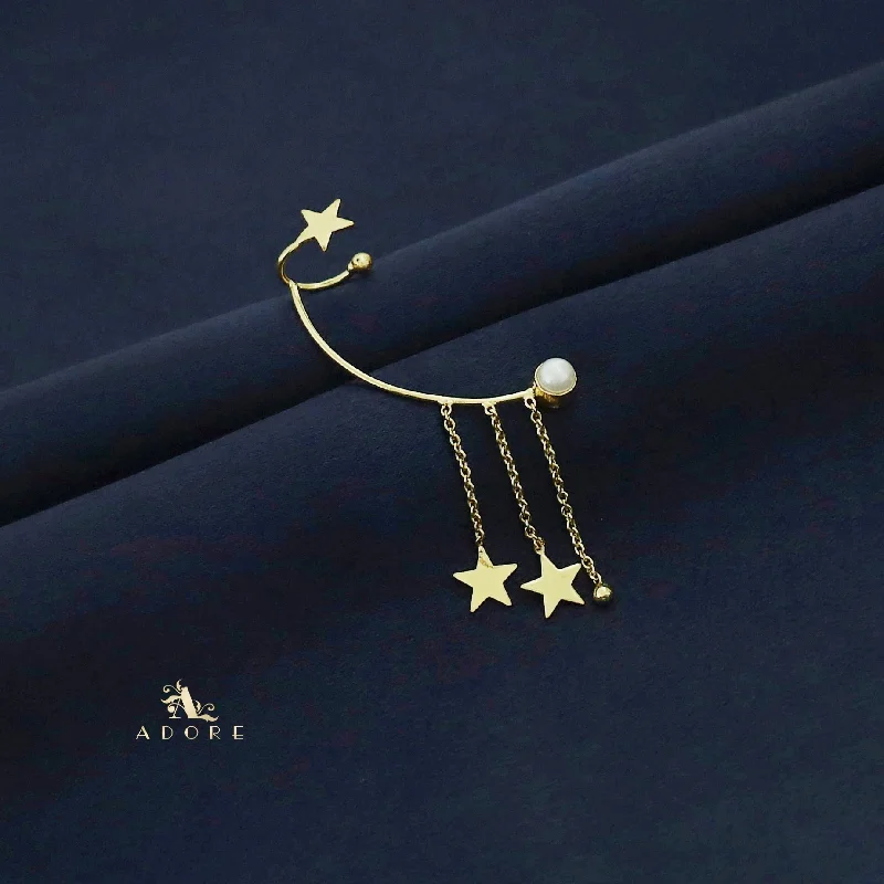 Don't Miss These Dazzling Jewelry Discounts Golden Hanging Stars Ear Cuff (Pack of 1)