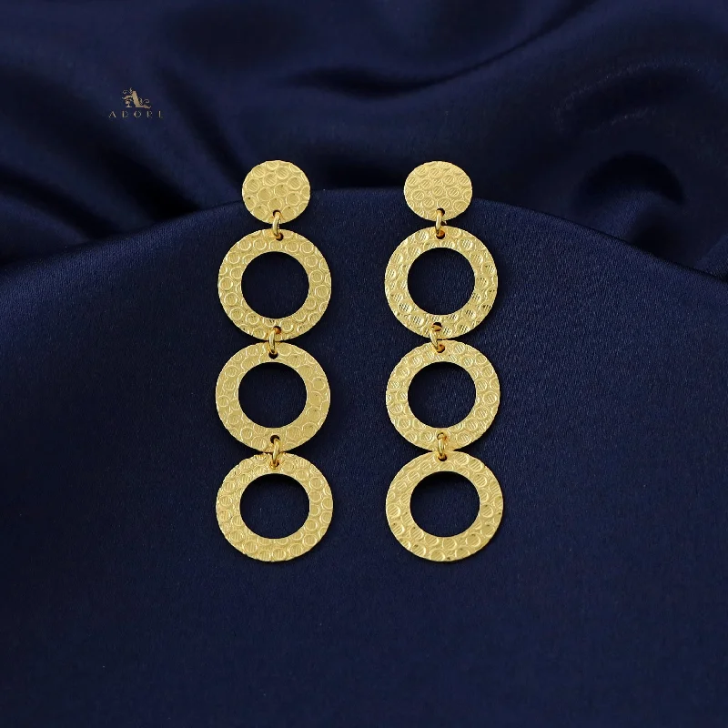 Golden Textured Tri Circles Earring