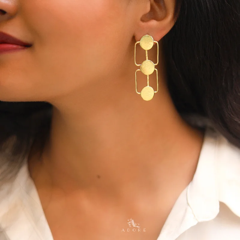 Seasonal Jewelry Clearance – Best Styles At The Lowest Prices Golden Tri Circle Textured Line Earring