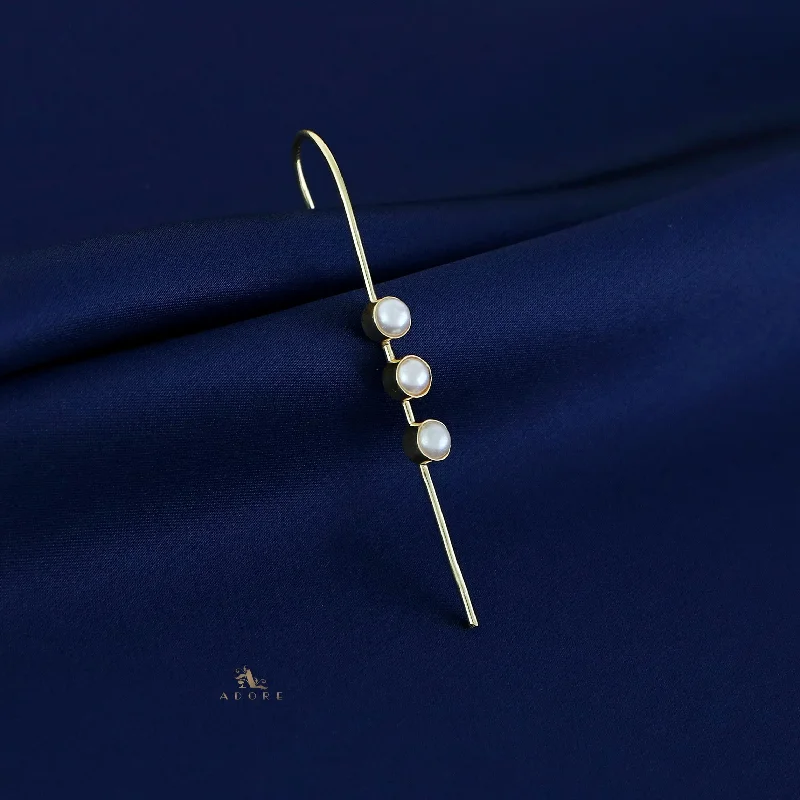 Sparkle More For Less – Jewelry Sale Happening Now Golden Tri Pearl Ear Cuff (Single Piece)