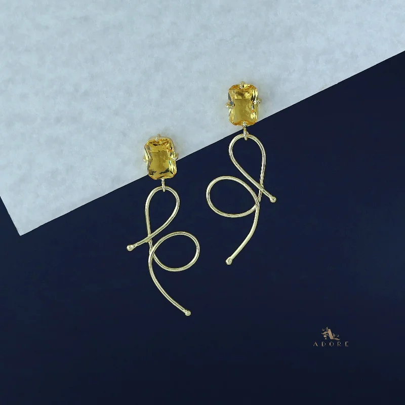Big Discounts On Elegant Jewelry Collections Ivanna Golden Rectangle Glossy Stone Earring