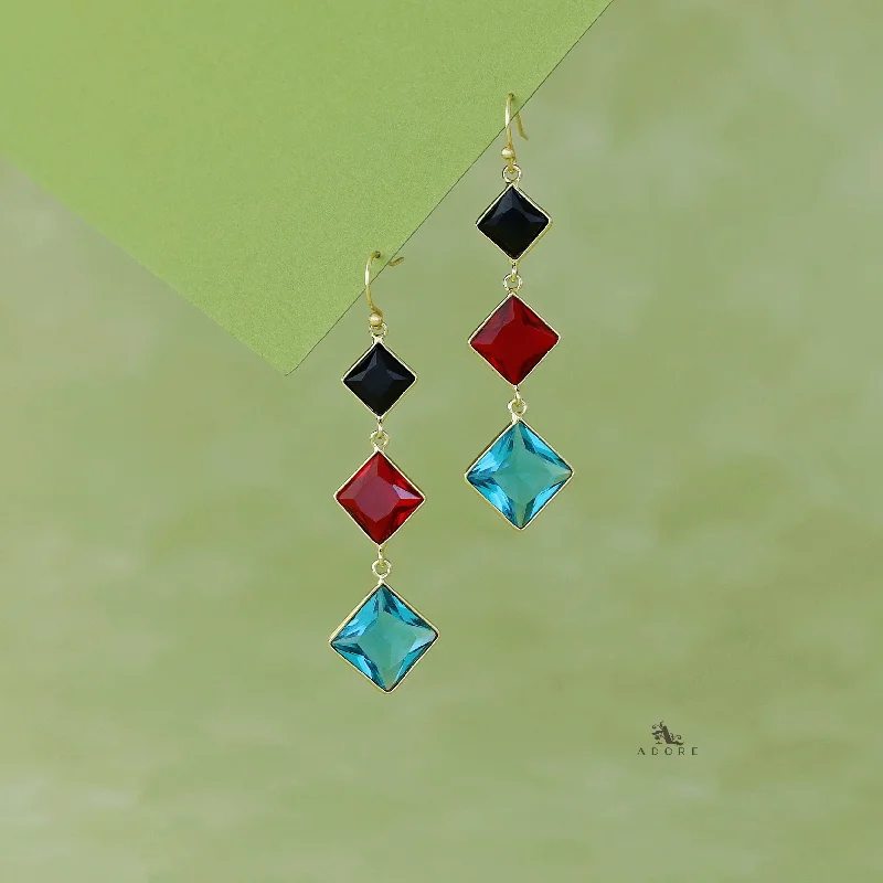 Make Your Outfit Shine With Discounted Jewelry Golden Tri Diamond Glossy Stone Drop