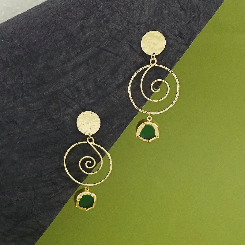 Sparkle On A Budget – Fine Jewelry For Less Lyra Golden Swirl Raw Stone Earring