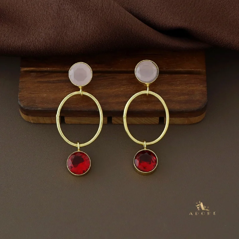 Rumi Glossy Twin Circle Golden Oval Earring