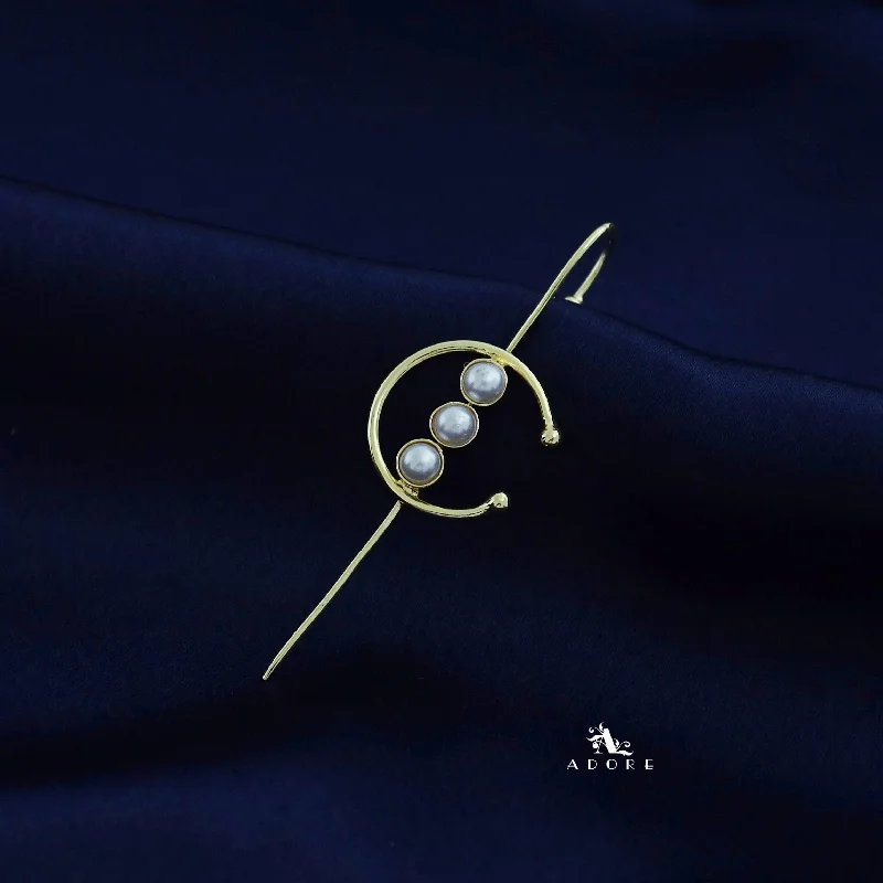 Discover Unique Jewelry With Special Limited-Time Offers Tessia Golden Tri Pearl Ear Cuff (Single Piece)