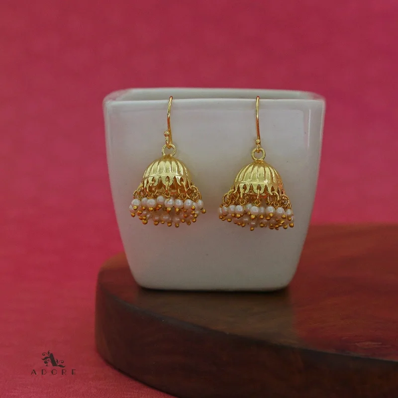 Exclusive Online Jewelry Sale – Don't Wait Textured Golden Line Pearl Drop Jhumka
