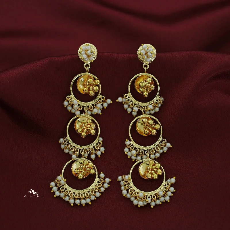 Upgrade Your Jewelry Collection For Less Tri Circle Ghungroo Pearl Hanging Earring