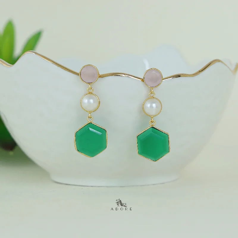 Discounted Jewelry For A Glamorous Look Zrika Glossy Circle + Hexagon Pearl Earring