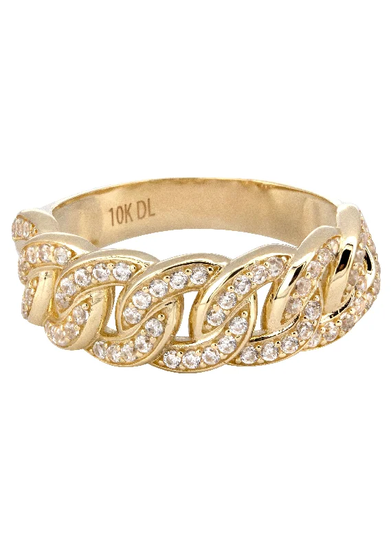 Shop Dazzling Jewelry At The Best Prices 10K Gold Cz Cuban Ring For Men | 5 Grams