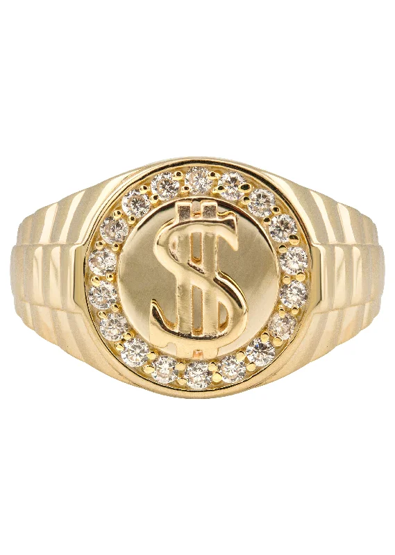 10K Gold Cz Money Sign Ring For Men | 2.6 Grams