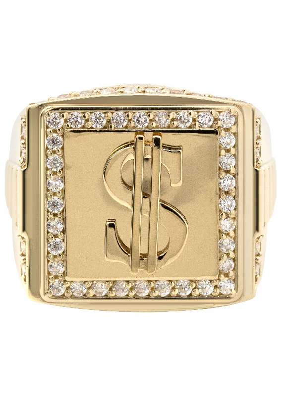 Stunning Jewelry At A Fraction Of The Price 10K Gold Cz Money Sign Ring For Men | 6 Grams