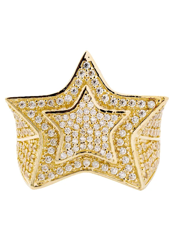 Buy More, Save More – Special Jewelry Discounts 10K Gold Cz Star Ring For Men | 10 Grams