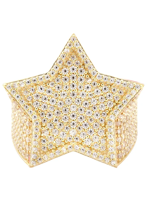Limited-Time Jewelry Sale – Don't Miss These Deals 10K Gold Cz Star Ring For Men | 10 Grams