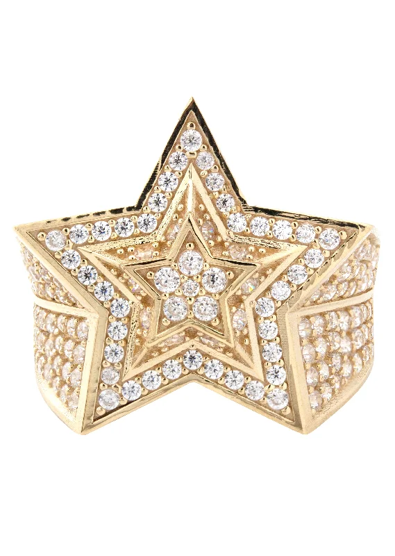 High-Quality Jewelry At A Fraction Of The Cost 10K Gold Cz Star Ring For Men | 6.4 Grams