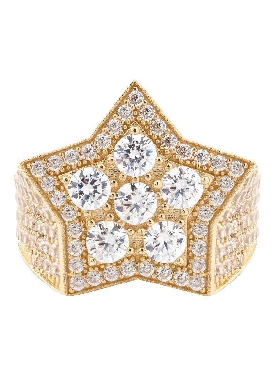 Elegant Designs, Unbeatable Discounts – Shop Jewelry Now 10K Gold Cz Star Ring For Men | 7.5 Grams