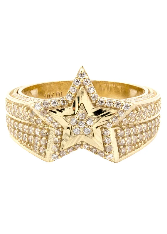 Grab Stylish Jewelry Before The Sale Ends 10K Gold Cz Star Ring For Men | 7 Grams