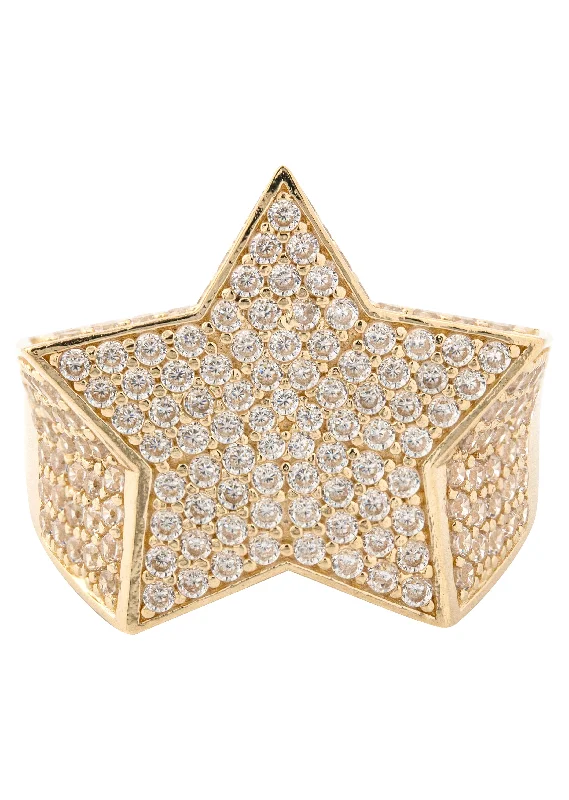 Fine Jewelry, Limited-Time Offers Available 10K Gold Cz Star Ring For Men | 7 Grams