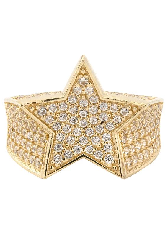 Unmissable Jewelry Sale – Shop Before It's Too Late 10K Gold Cz Star Ring For Men | 7 Grams
