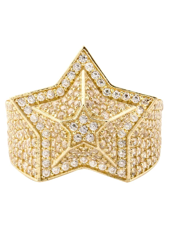 Make Every Moment Shine – Jewelry Discounts Available 10K Gold Cz Star Ring For Men | 7 Grams