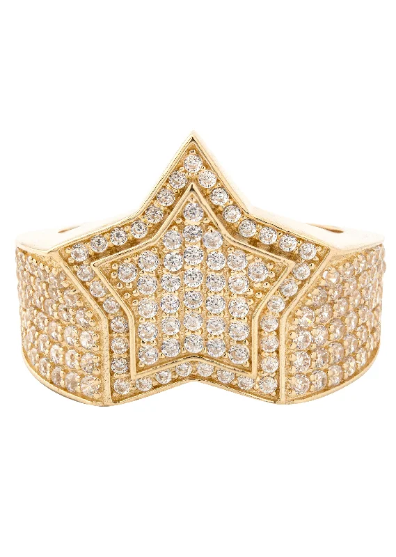 Get Your Favorite Jewelry At The Best Price 10K Gold Cz Star Ring For Men | 7 Grams